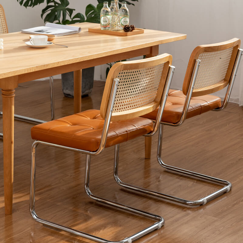 Rattan Modern Dining Chairs with Metal Legs