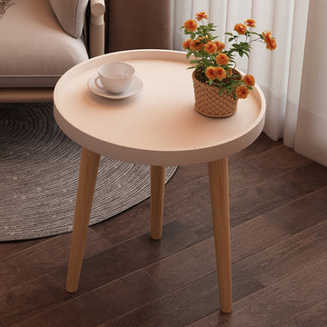 Wooden Round Side Table with Detachable Leg