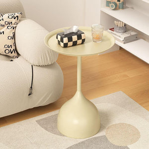 Cream Round Metal Tray Table