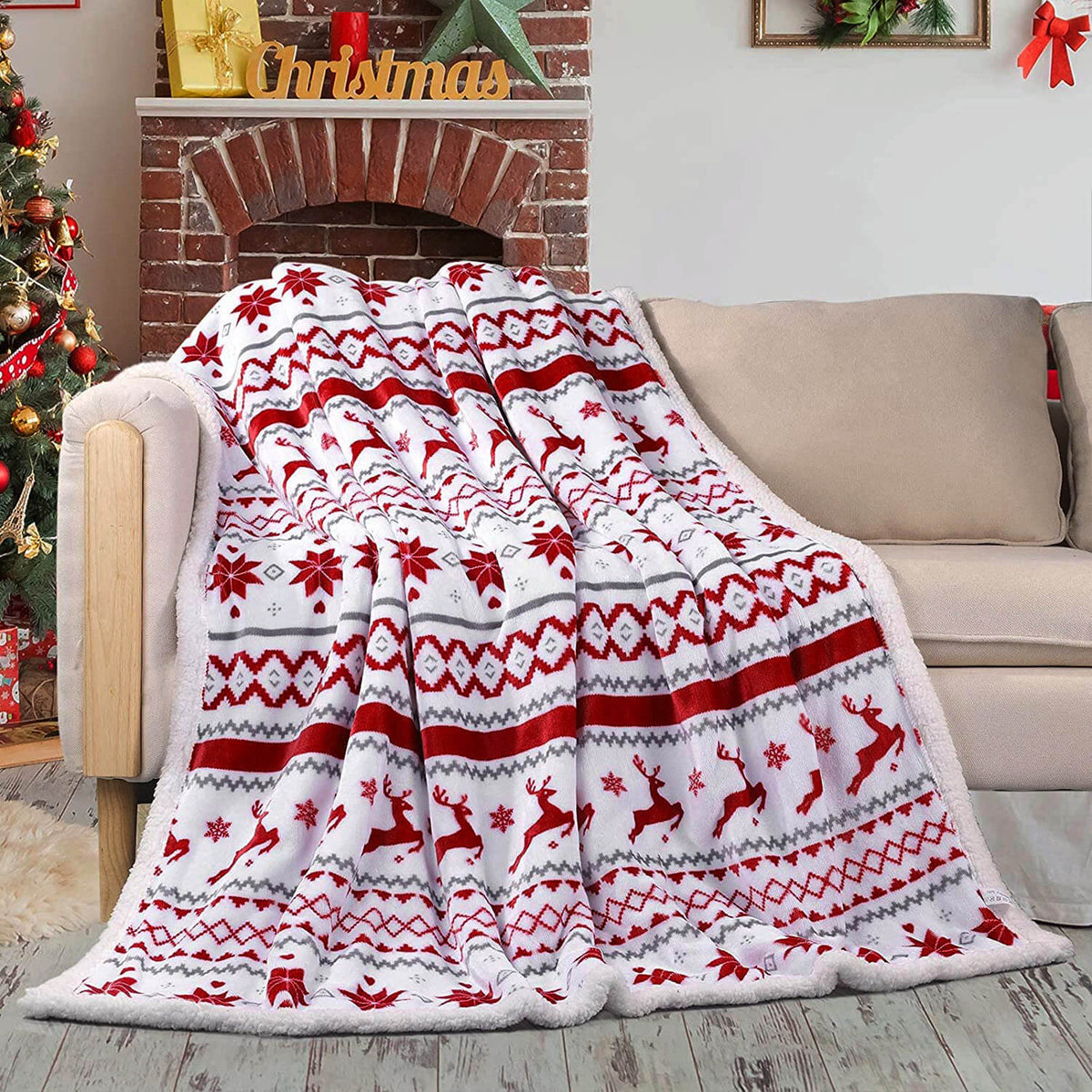 Christmas Sherpa Fleece Throw Blanket,Thick Christmas Blankets