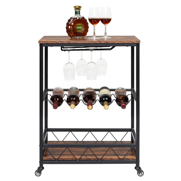 Wooden Drink Trolley with Wheels