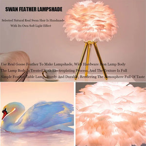 Feather Tripod Table Lamp for Bedroom