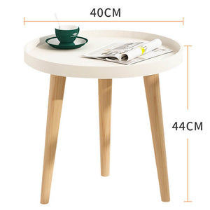 Wooden Round Side Table with Detachable Leg
