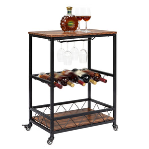 Wooden Drink Trolley with Wheels