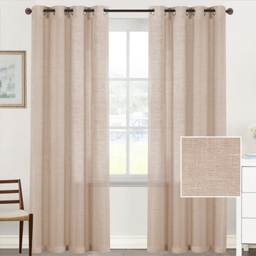 Linen Voile Curtains 2-Pack with 1.6" Grommets