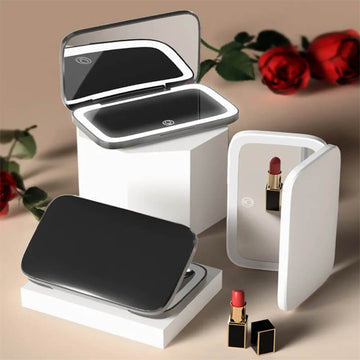1X/5X Double-Side Travel Makeup Mirror with 3 Color Lights