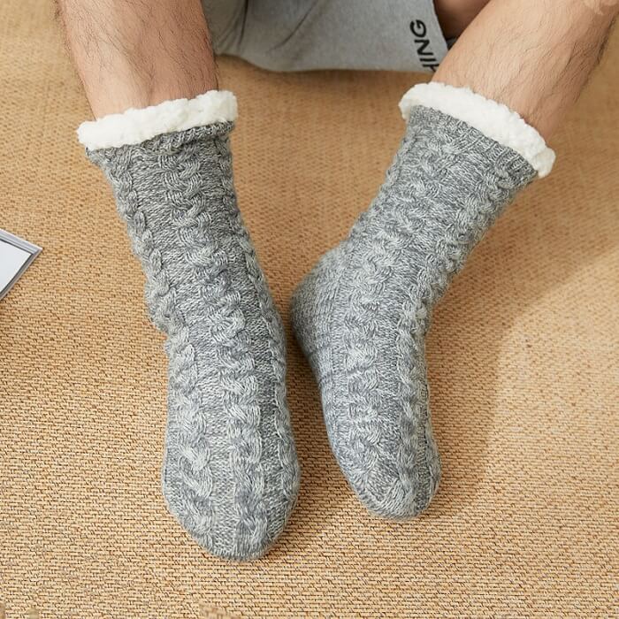Mens Fleece Lined Socks Men's Slipper Socks With Grips Non Slip