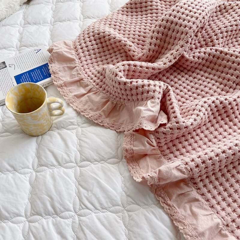 Cotton Waffle Bed Throw Blankets