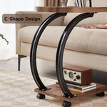 2 Tier Small C Shaped Sofa Side Table with Rolling
