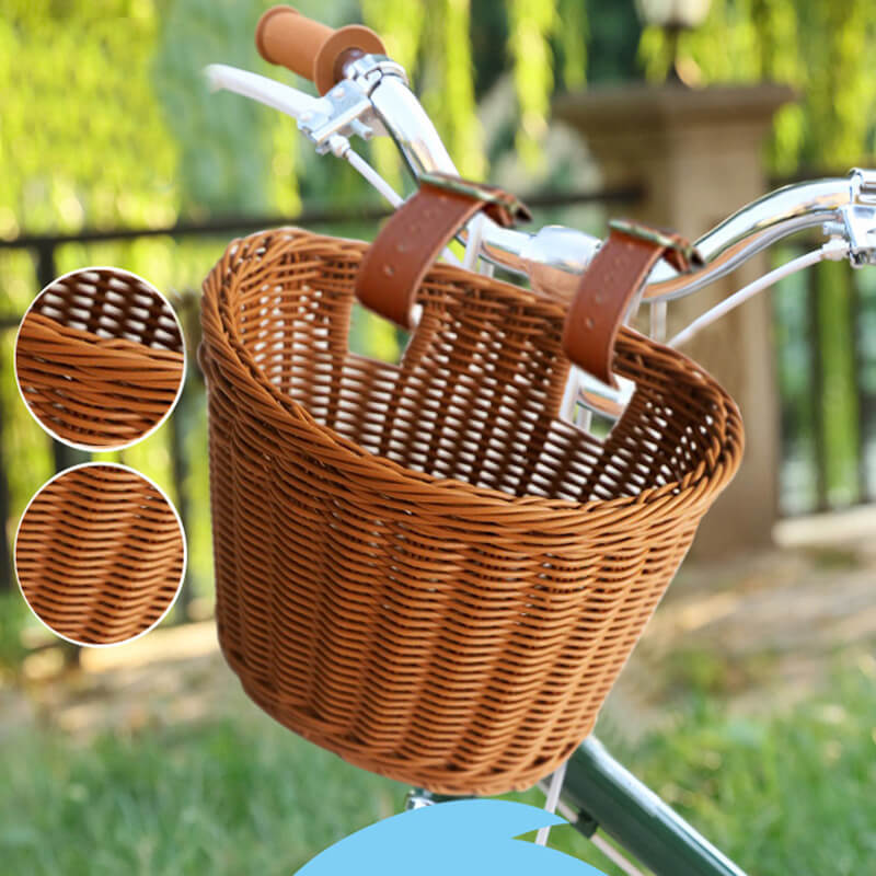 Wicker Bike Basket for Kids, Front Handlebar Bicycle Basket with
