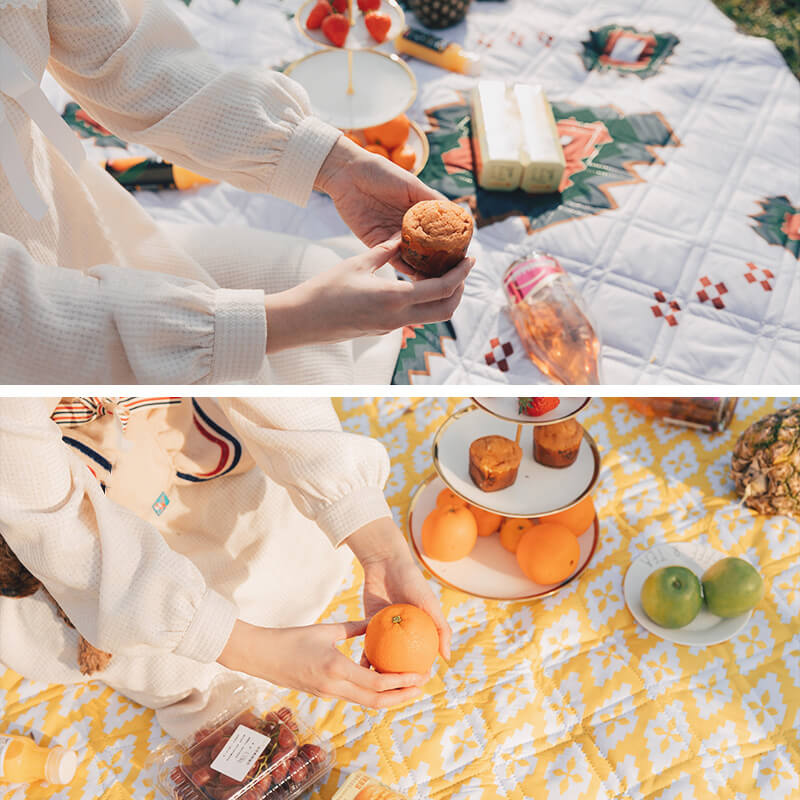 Waterproof Quilted Picnic Blanket with Straps