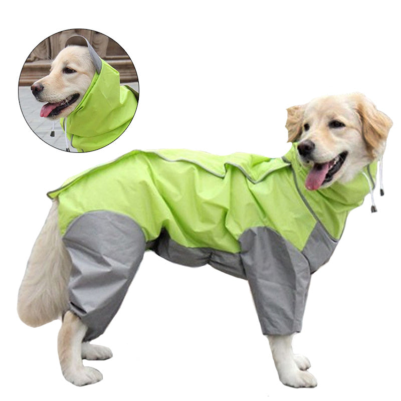 Waterproof Dog Raincoat with Hood and Leash Hole