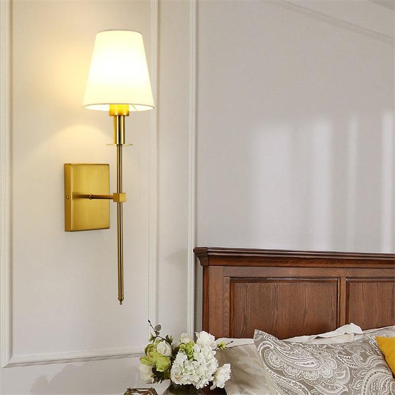 Set of 2 Wall Sconces with White Fabric Shade