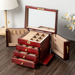 Wooden Jewelry Box with Mirror