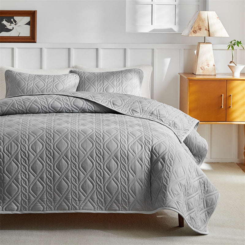 3 Pieces Lightweight Rhombus Pattern Quilted Bedspread Set
