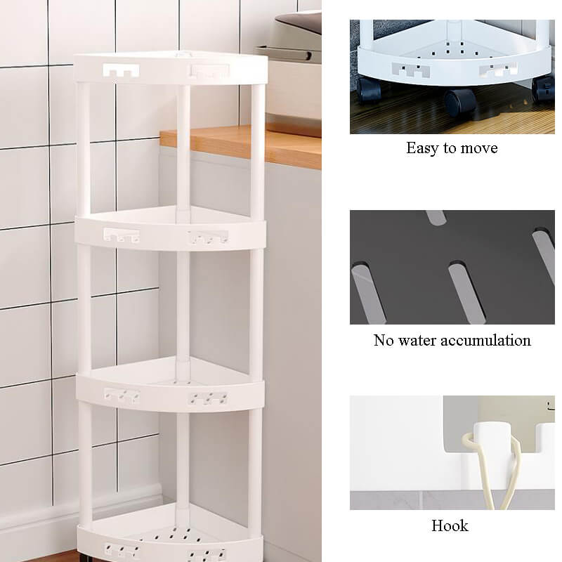 3/4-tier Bathroom Corner Shelf with Wheels