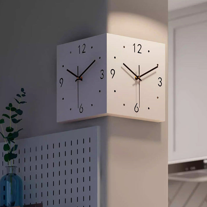 Scandinavian Double Sided Wall Clock, Modern Living Room Corner Clock ...