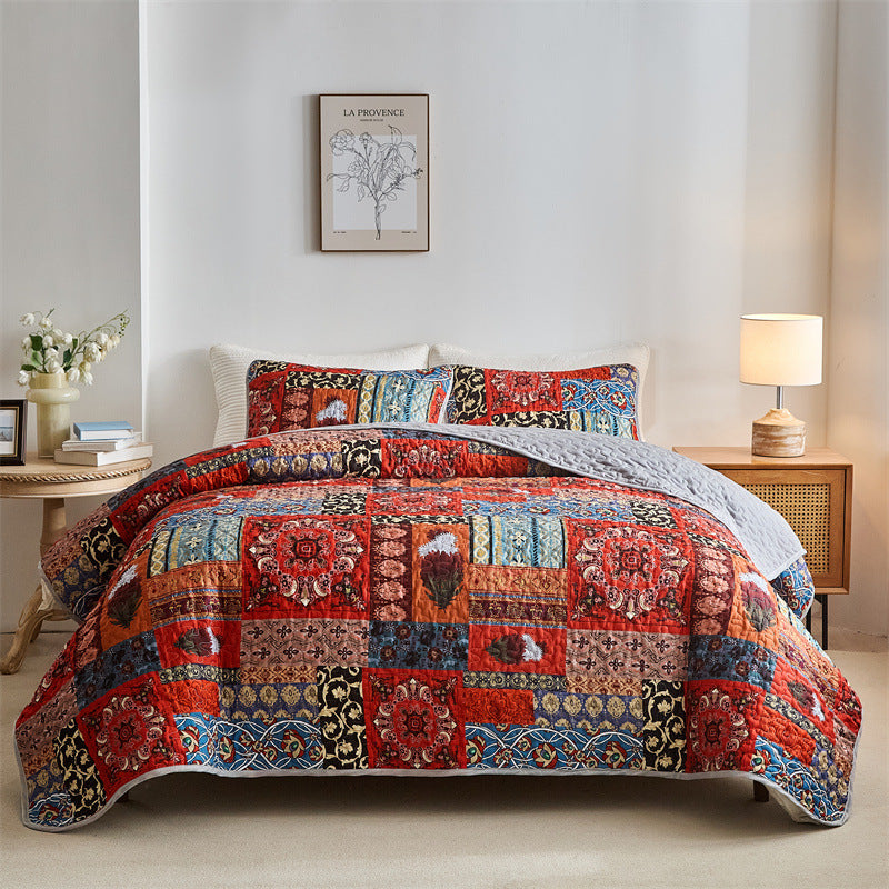 3 Pieces Floral Patchwork Quilt Set