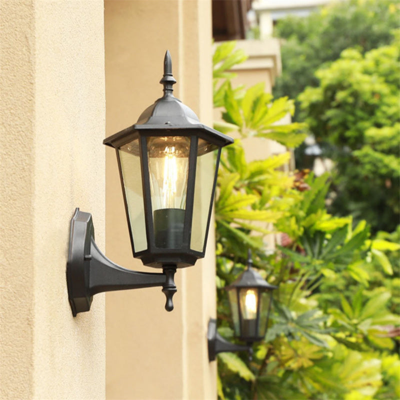 Outdoor Wall Sconce with Glass Lampshade