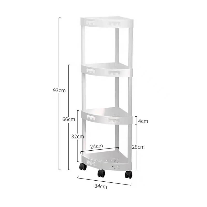 3/4-tier Bathroom Corner Shelf with Wheels