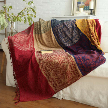 Bohemian Colorful Jacquard Fringed Blanket
