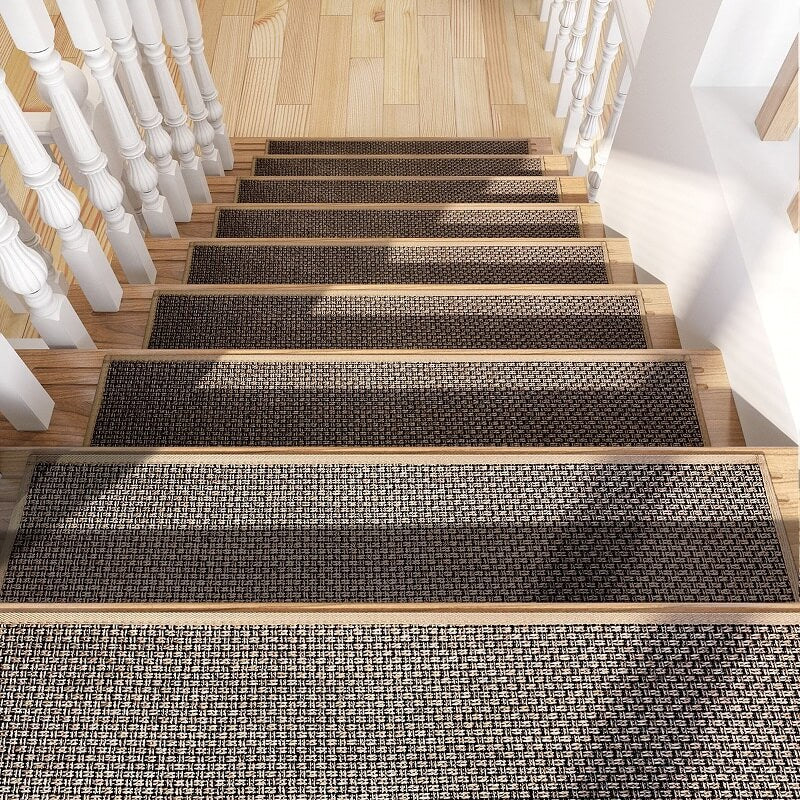 Linen Woven Non-Slip Stair Treads Carpet 30 x 8 Inch