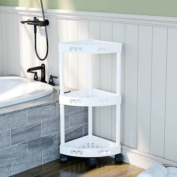 3/4-tier Bathroom Corner Shelf with Wheels
