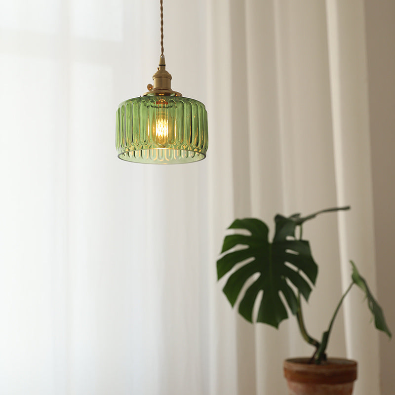 Vintage Cylinder Glass Pendant Light