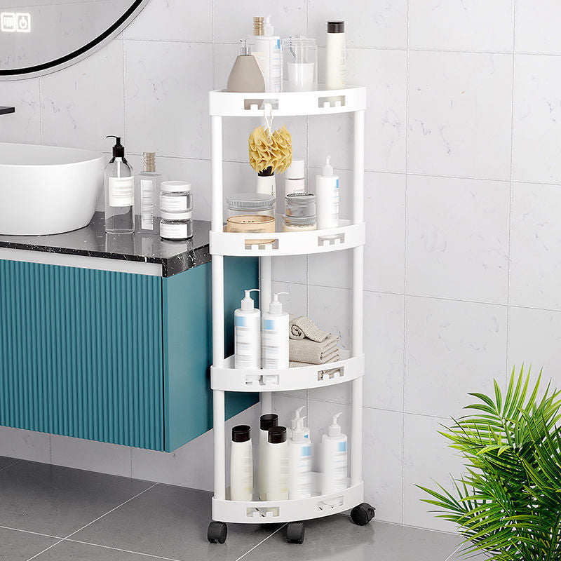 3/4-tier Bathroom Corner Shelf with Wheels