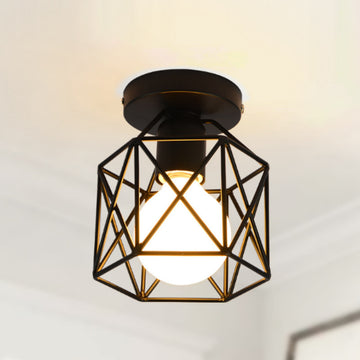 Black Vintage Flush Ceiling Light Fixture