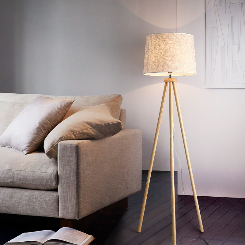 Wooden Tripod Floor Lamp for Living Room