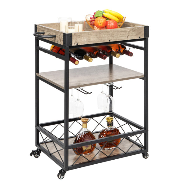 Wooden Drink Trolley with Wheels