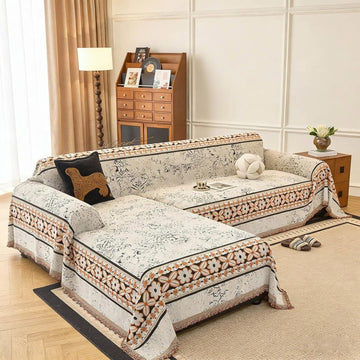 Bohemian Floral Chenille Sofa Throw Cover for Pets