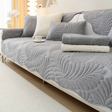 Soft Palm Leaf Non-Slip Quilted Sofa Cover