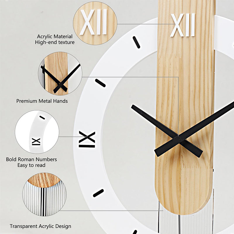 Modern Solid Wood Swing Wall Clock
