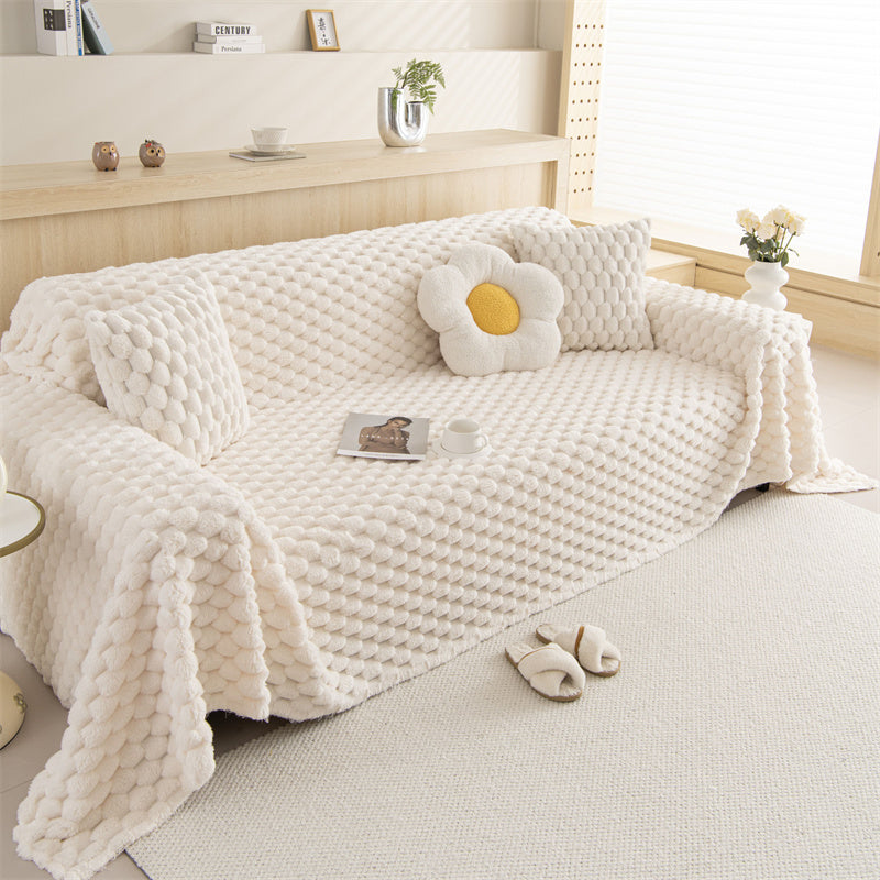 Thick Faux Rabbit Fur Sofa Cover Throw Blanket