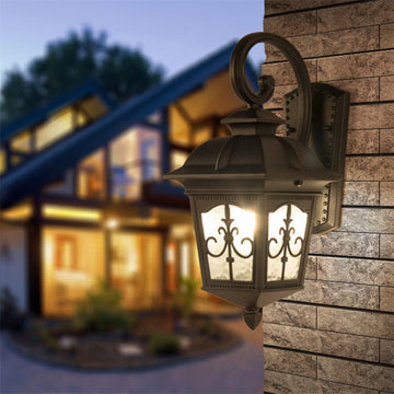 Bronze Waterproof Outdoor Wall Light LED Glass