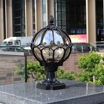 Glass Globe Waterproof Outdoor Pillar Light