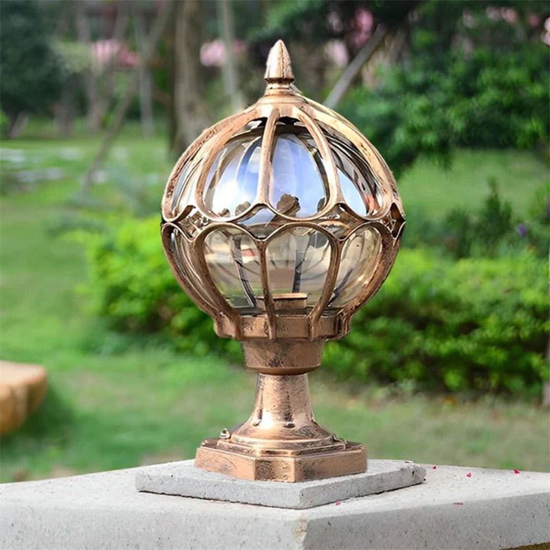 Glass Globe Waterproof Outdoor Pillar Light