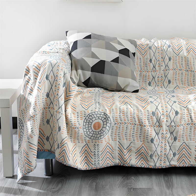Soft Breathable Cotton Gauze Boho Blanket