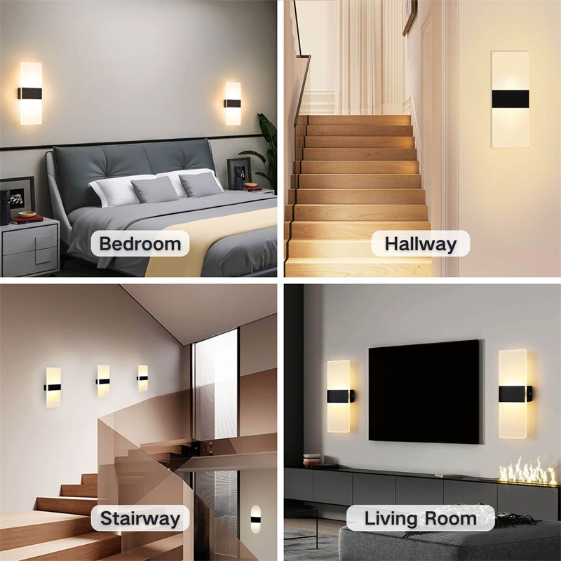 Rectangular Led Wall Sconce Rectangular Acrylic LED Wall Light, Modern Indoor Wall Sconce with Warm ...