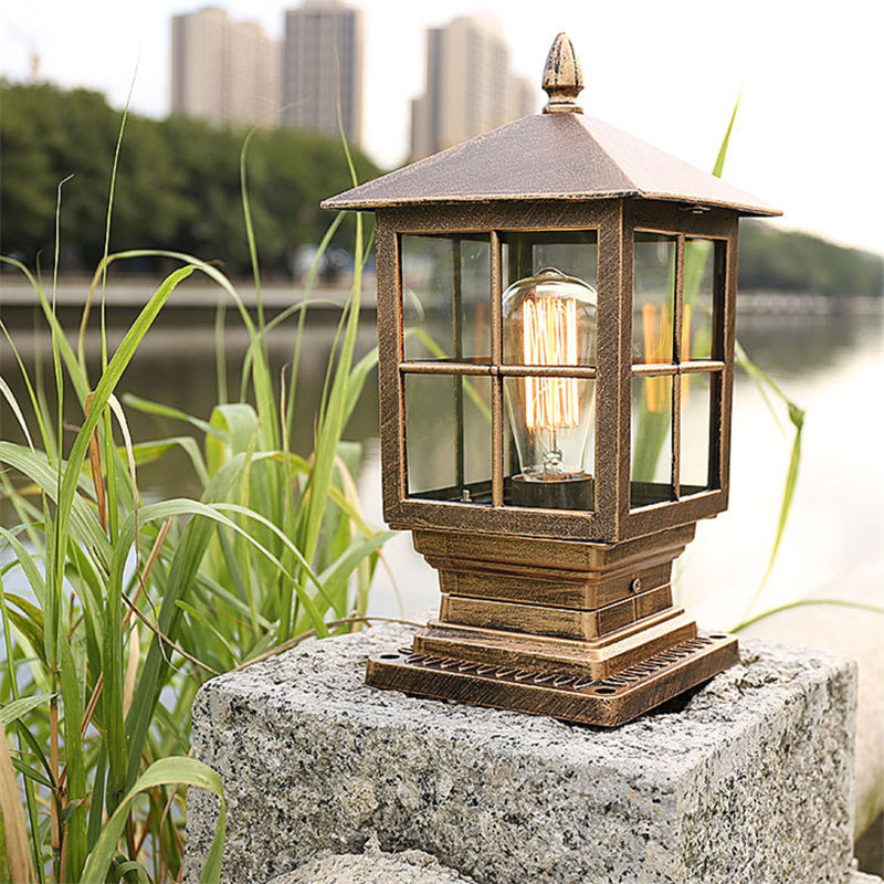 Waterproof Lantern Pier-Mount Outdoor Pillar Light