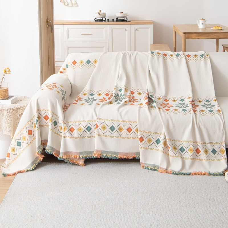 Bohemian Chenille Sofa Blanket Cover, Wear-Resistant Dirt Resistant ﻿