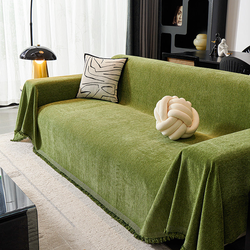 Water Resistant Chenille Sofa Covers with Tassel