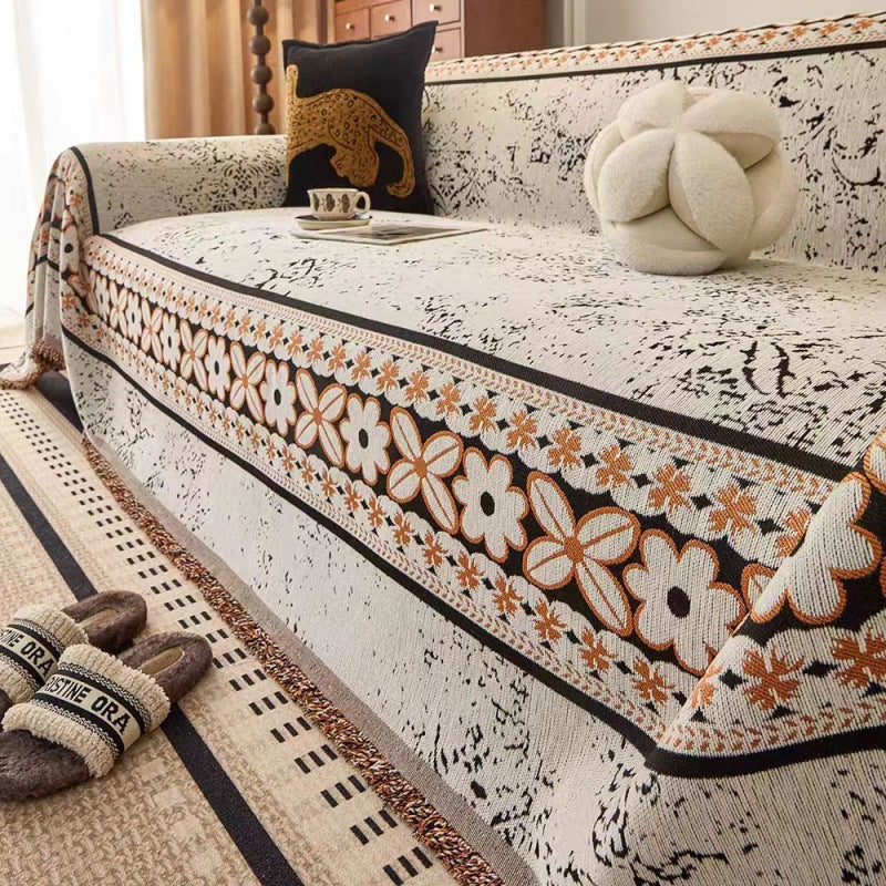 Bohemian Floral Chenille Sofa Throw Cover for Pets
