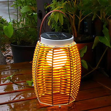 Outdoor Solar Rattan Portable Lantern