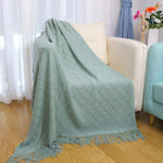Knitted Sofa Throw Blanket with Tassels