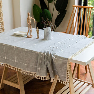 Cotton Linen Tassel Tablecloth | 6 Colors