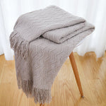 Knitted Sofa Throw Blanket with Tassels