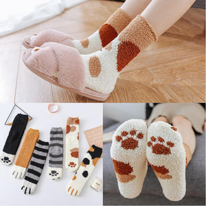 Winter Cat Claws Cute Thick Warm Fuzzy Floor Indoor Socks